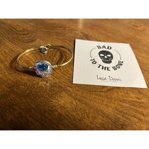 NEW Luca Danni Skeleton, SKULL Bangle Bracelet Gold Silver Dual Tone 7"